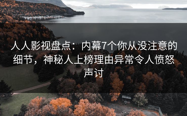 人人影视盘点：内幕7个你从没注意的细节，神秘人上榜理由异常令人愤怒声讨