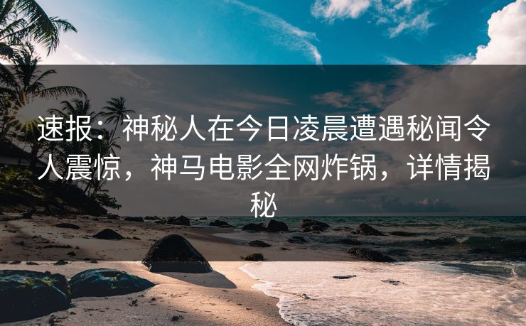 速报：神秘人在今日凌晨遭遇秘闻令人震惊，神马电影全网炸锅，详情揭秘