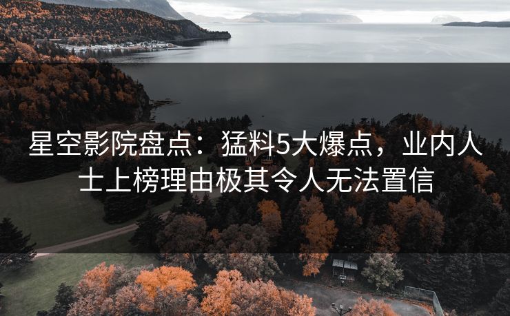星空影院盘点：猛料5大爆点，业内人士上榜理由极其令人无法置信