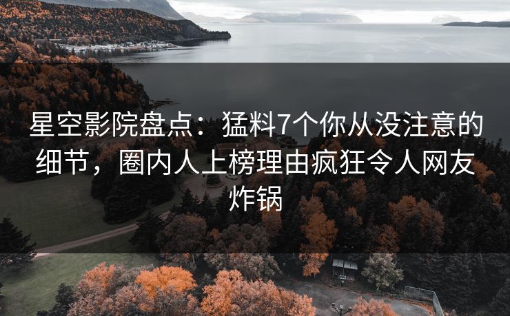 星空影院盘点:猛料7个你从没注意的细节,圈内人上榜理由疯狂令人网友炸锅